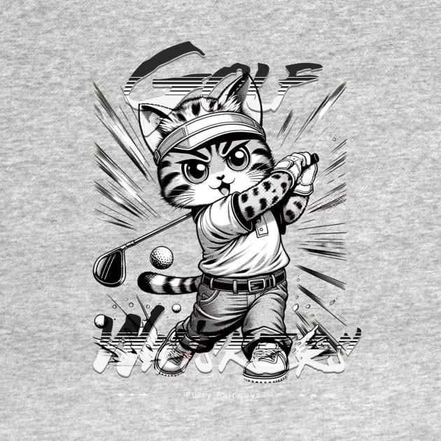 Ulti-Meowt Golf Pro - Whimsical Cat Golfer by Conversion Threads